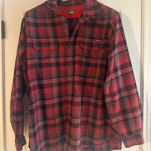 Eddie Bauer Red and Black Plaid Casual Button Down Shirt